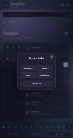 Text exploder. The After Effects workspace in Obsidian Glass.