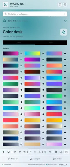 Gradients. The After Effects workspace in Pearl Glass.